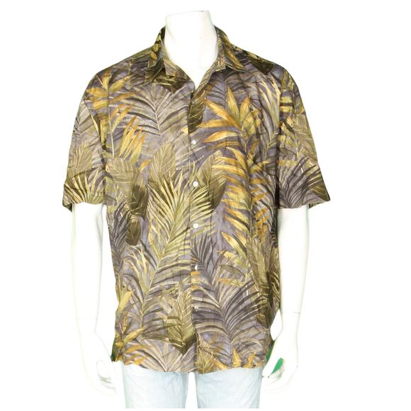 Tori Richard Fern Plant All Over Print Hawaiian Aloha Tropical Tribal Shirt XL - Picture 2 of 4